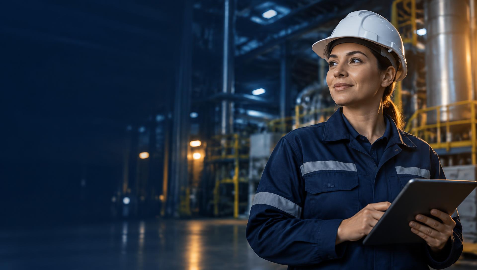 Profissional técnica em ambiente industrial
